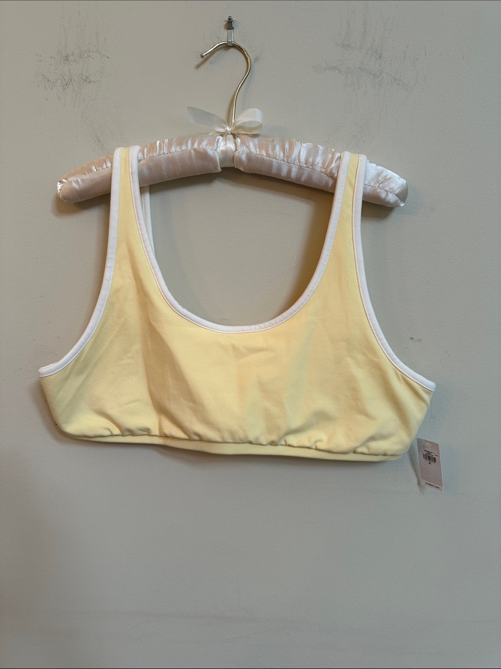 Old Navy Light Yellow Scoop Bralette with White Trim